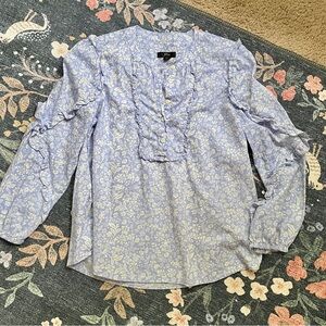 J.Crew floral ruffle bishop sleeve blouse S